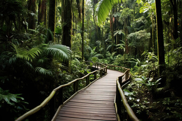 Winding Path Through Lush Tropical Rainforest