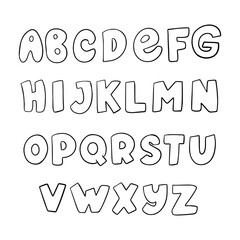 Letters alphabet doodle line icon. Hand drawn outline. Concept isolated illustration