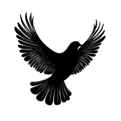 Obraz premium Silhouette of a bird in flight, isolated on white background