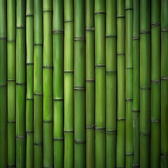 Naklejka premium A green bamboo wall background, showcasing natural texture and vibrant color, perfect for eco-friendly and nature-inspired designs