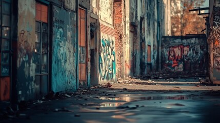 Wall with graffiti. Urban style.