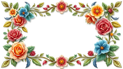 Obraz premium AI-Generated Ornate Floral Frame with Red and Pink Roses