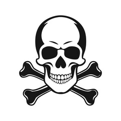 Hand drawn skull and crossbones silhouette illustration