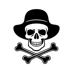 Hand drawn skull and crossbones silhouette illustration