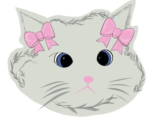  Cat with Pink Bow Adobe Illustrator Artwork