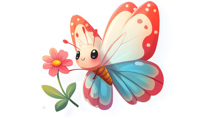 Naklejka premium Sticker template with a butterfly-themed cartoon character illustration