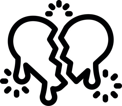 recommend clip art: Simple vector icon of a broken heart melting, symbolizing sadness and pain