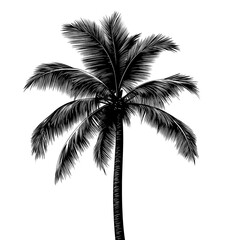 Silhouette of a palm tree isolated on a white background.