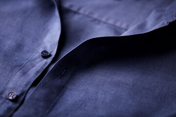 Close up of men's linen shirt. Soft focus.