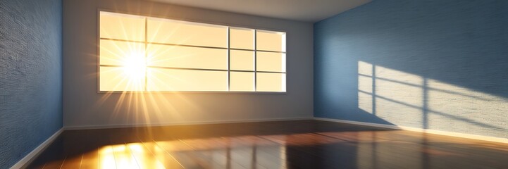 empty white room wall with shadow and light from windows, white interior background