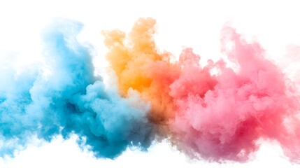 Fototapeta premium Smoke Bomb Explosion: A burst of colorful smoke from a smoke bomb, with plumes billowing out on a crisp white background. 