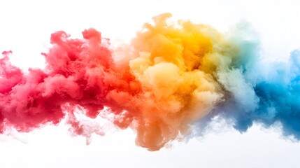 Fototapeta premium Smoke Bomb Explosion: A burst of colorful smoke from a smoke bomb, with plumes billowing out on a crisp white background. 