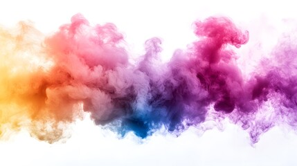 Smoke Bomb Explosion: A burst of colorful smoke from a smoke bomb, with plumes billowing out on a crisp white background.
