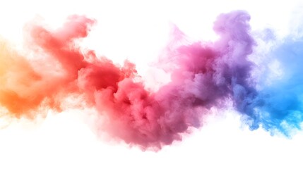 Fototapeta premium Smoke Bomb Explosion: A burst of colorful smoke from a smoke bomb, with plumes billowing out on a crisp white background. 