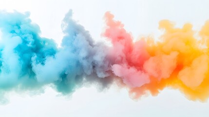 Fototapeta premium Smoke Bomb Explosion: A burst of colorful smoke from a smoke bomb, with plumes billowing out on a crisp white background. 