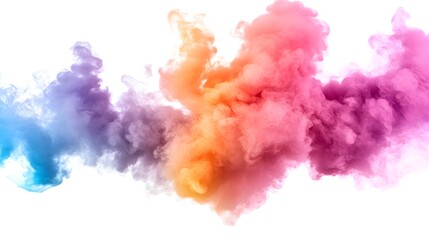 Naklejka premium Smoke Bomb Explosion: A burst of colorful smoke from a smoke bomb, with plumes billowing out on a crisp white background. 