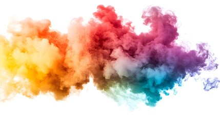 Fototapeta premium Smoke Bomb Explosion: A burst of colorful smoke from a smoke bomb, with plumes billowing out on a crisp white background. 
