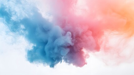 Fototapeta premium Smoke Bomb Explosion: A burst of colorful smoke from a smoke bomb, with plumes billowing out on a crisp white background. 