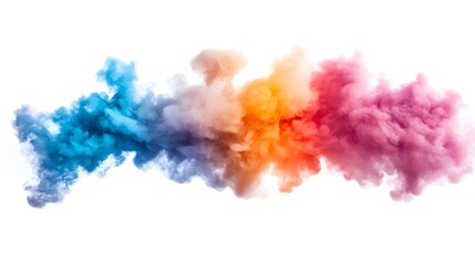 Smoke Bomb Explosion: A burst of colorful smoke from a smoke bomb, with plumes billowing out on a crisp white background.
