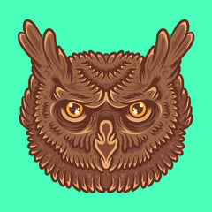 Head of Owl Vector Illustration