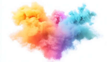 Fototapeta premium Smoke Bomb Explosion: A burst of colorful smoke from a smoke bomb, with plumes billowing out on a crisp white background. 