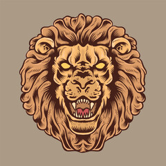 Obraz premium Majestic Lion Head Vector Illustration