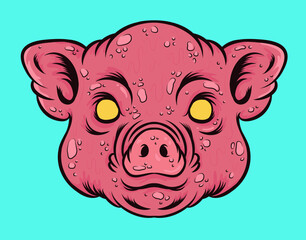 Pig Head Vector Illustration