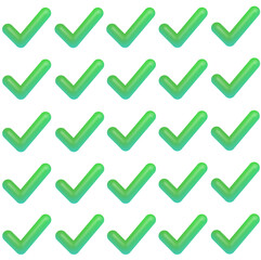 set of green check marks isolated on white background