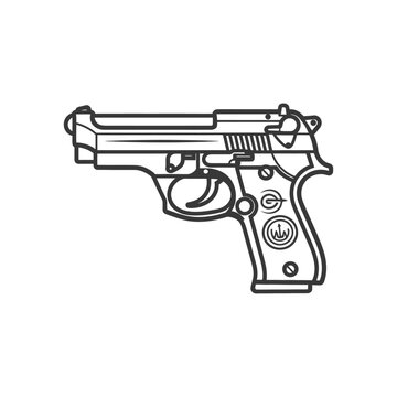 recommend clip art: Black and White Line Art Illustration of a Handgun