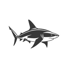 Fototapeta premium Black and White Illustration of a Shark Swimming