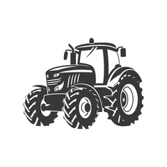 Obraz premium Black and White Illustration of a Tractor