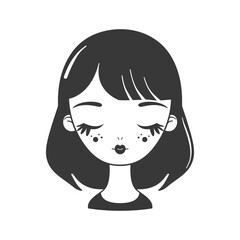 Fototapeta premium Black and White Illustration of a Womans Face with Closed Eyes