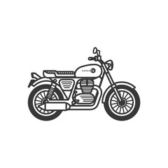 Fototapeta premium Black and White Line Art Illustration of a Classic Motorcycle
