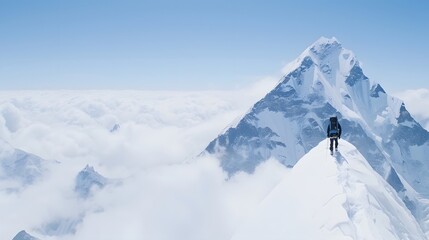 person on the top of the mountain