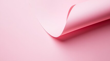 Pink paper curling at the edge on a soft pink backdrop, capturing a minimalistic aesthetic