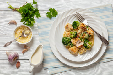 Chicken Divan with broccoli and panko, top view