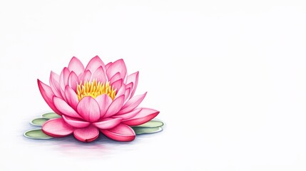 Fototapeta premium A serene pink lotus flower floats gracefully on calm water, symbolizing beauty, tranquility, and spirituality.