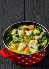 Kesakeitto, Finnish summer vegetable soup in a pot