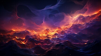 a celestial pattern with planets, stars, and cosmic dust clouds.