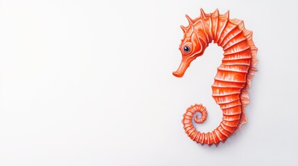 Fototapeta premium A vibrant orange seahorse illustration against a clean white background, perfect for marine-themed designs and educational purposes.