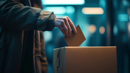 A person standing at a ballot box, with their hand held back, symbolizing the decision not to vote.