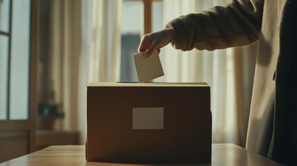 A person standing at a ballot box, with their hand held back, symbolizing the decision not to vote.