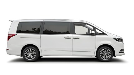 White luxury minivan isolated on white background, detailed photo, png.