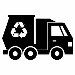 Recycling truck  Black silhouette