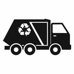 Recycling truck  Black silhouette