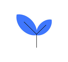 Blue leaf icon in a simple, minimalistic design, symbolizing growth, sustainability, and eco-friendly practices. The design emphasizes the importance of nature and environmental responsibility.