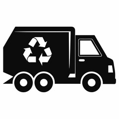 Recycling truck  Black silhouette