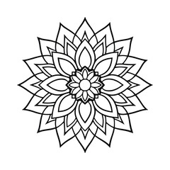 Flower Mandala coloring page. Vintage decorative elements. Oriental pattern, vector illustration