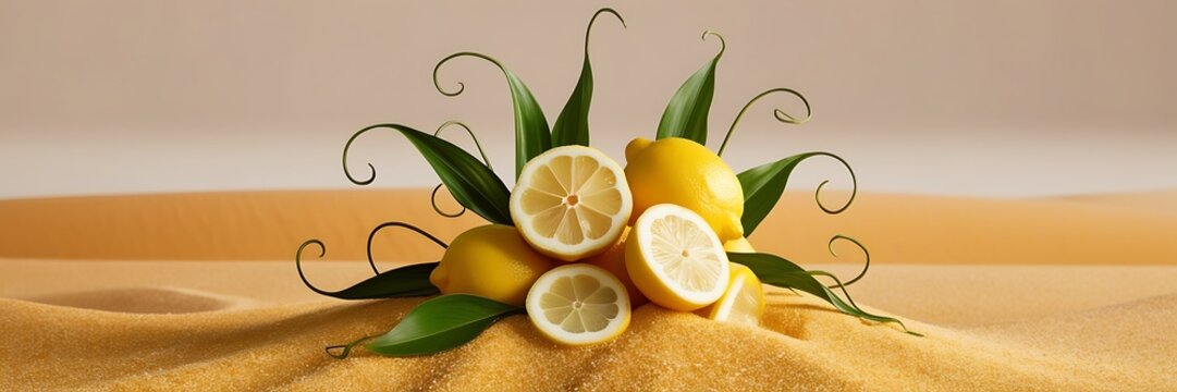 Fruit on surface summer concept. Applicable for fruit juice advertising.