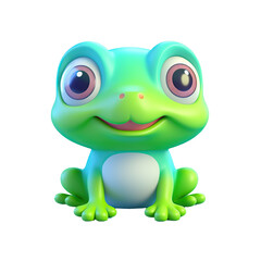 Fototapeta premium 3d render of cute frog isolated on transparent background